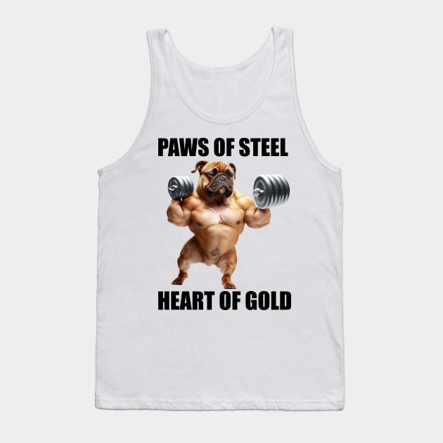 Fitness Gym Paws Of Steel Heart Of Gold Dog Lovers Funny Workout Tank Top by Merchweaver